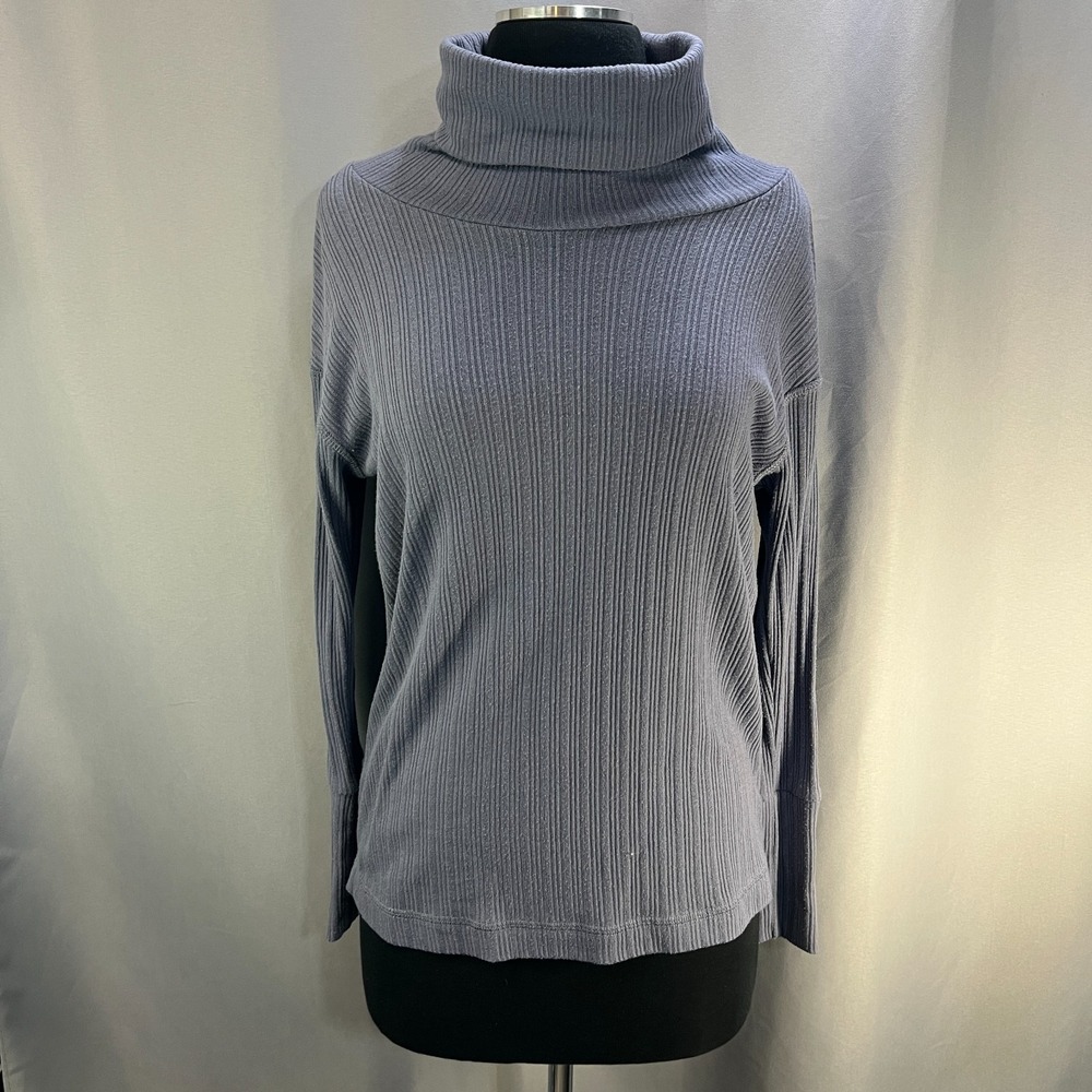 Susina Pullover Sweater Women Small Purple Stretch Ribbed Knit Turtleneck Winter